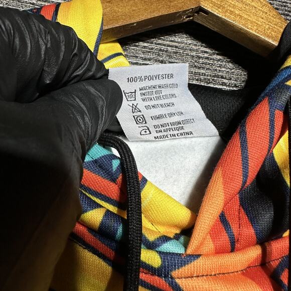 Denis Daily Hoodie Men's Small Blue Abstract Pullover Graffiti Drawstring - Picture 10 of 14